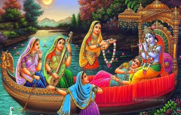  boot - Radha Krishna in einem Boot Hindoo